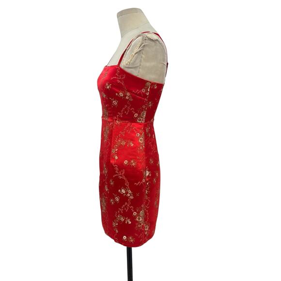 I.am.gia Kiko Dress Mini Sleeveless Floral Satin Jacquard Red Size Small‎ - Picture 3 of 11